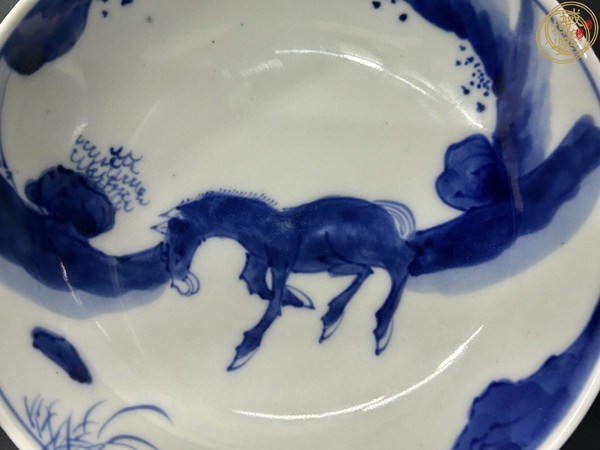 古玩陶瓷青花駿馬圖盤真品鑒賞圖
