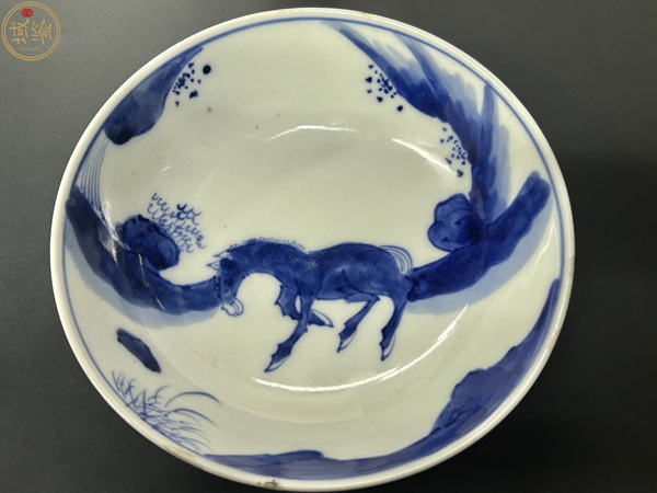 古玩陶瓷明 天啟崇禎青花駿馬圖盤拍賣,當前價格2680元