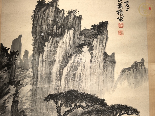 古玩字畫蕭謙中水墨山水立軸真品鑒賞圖