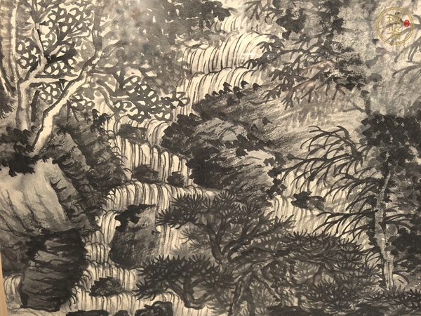 古玩字畫蕭謙中水墨山水立軸真品鑒賞圖