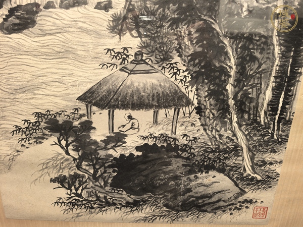 古玩字畫蕭謙中水墨山水立軸真品鑒賞圖