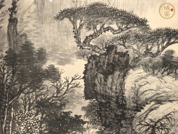 古玩字畫蕭謙中水墨山水立軸真品鑒賞圖