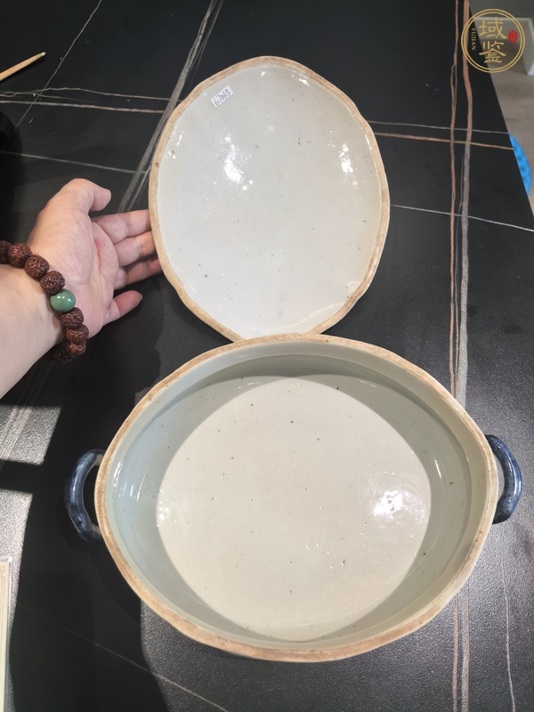 古玩陶瓷青花山水人物紋蓋鍋真品鑒賞圖