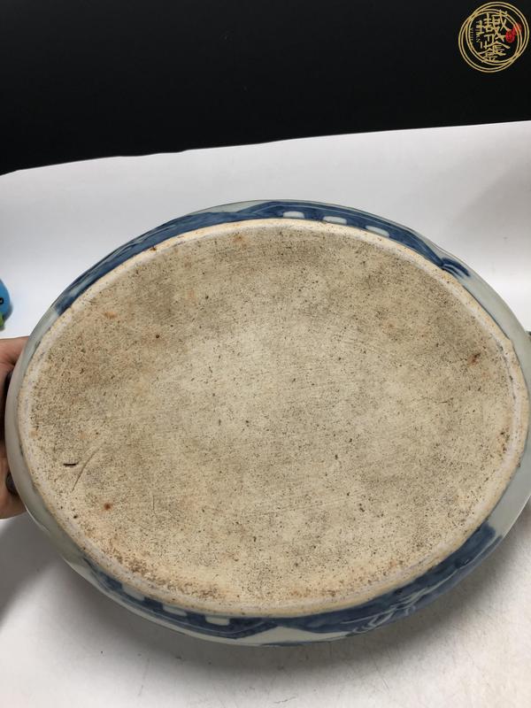古玩陶瓷青花山水人物紋蓋鍋真品鑒賞圖