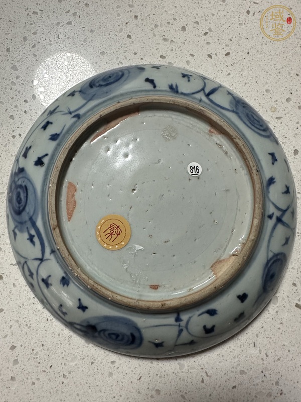 古玩陶瓷明代空白期青花盤真品鑒賞圖