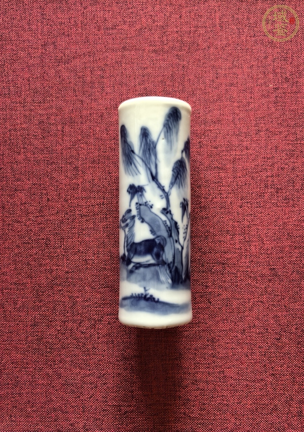 古玩陶瓷柳蔭駿馬圖香筒真品鑒賞圖