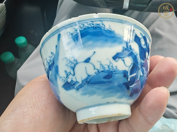 古玩陶瓷青花人物故事杯真品鑒賞圖