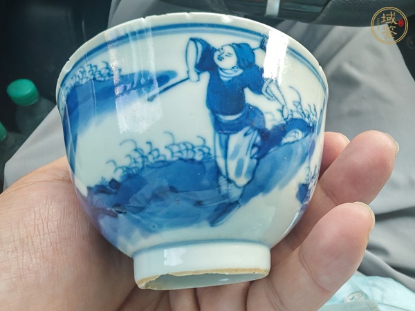 古玩陶瓷青花人物故事杯真品鑒賞圖