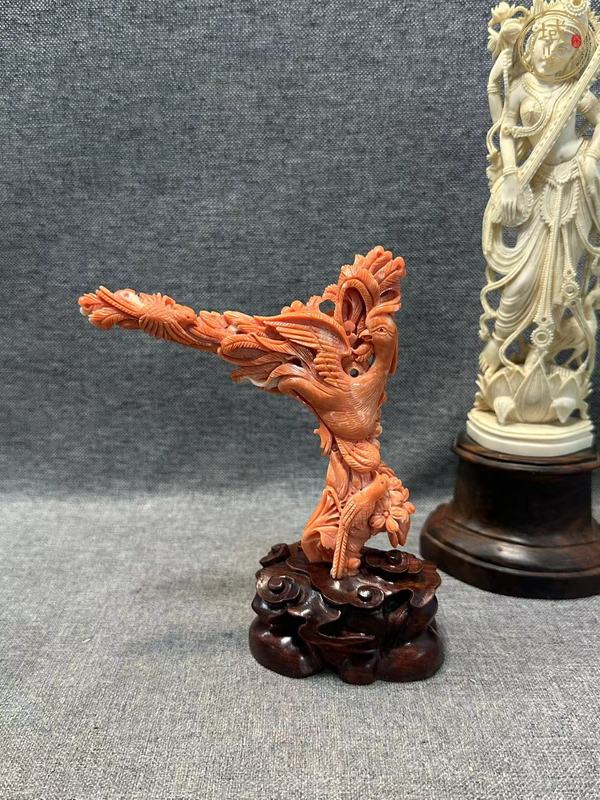 古玩玉器天然珊瑚雕件真品鑒賞圖