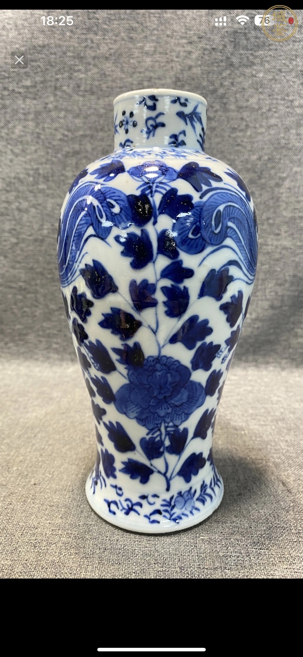 古玩陶瓷青花鳳傳花卉紋梅瓶真品鑒賞圖