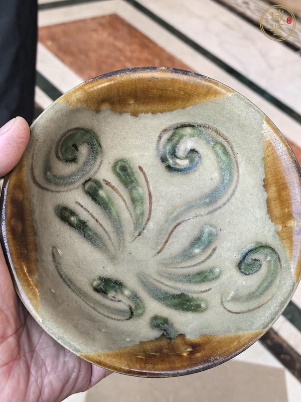 古玩陶瓷長沙窯釉下彩繪花卉紋碗，注意品相真品鑒賞圖