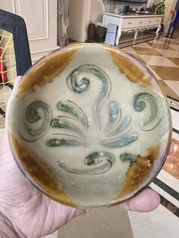 古玩陶瓷長沙窯釉下彩繪花卉紋碗，注意品相真品鑒賞圖
