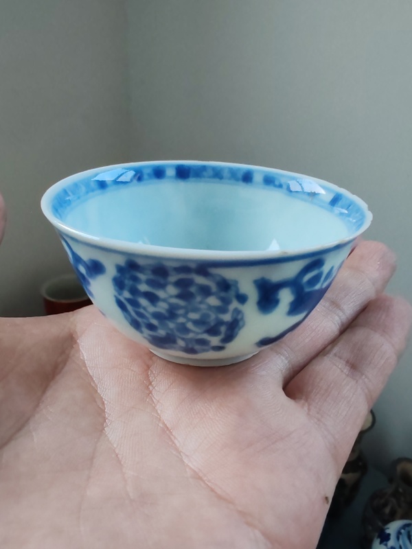 古玩陶瓷清康熙時期青花花卉紋杯拍賣,當前價格890元