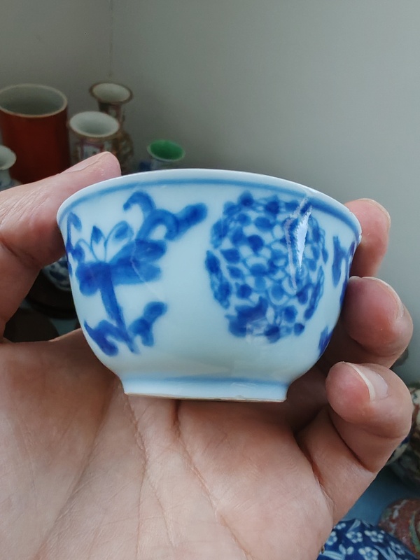 古玩陶瓷清康熙時期青花花卉紋杯拍賣,當前價格890元