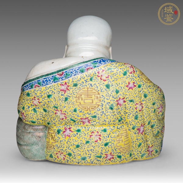 古玩陶瓷粉彩纏枝花卉紋彌勒笑佛真品鑒賞圖