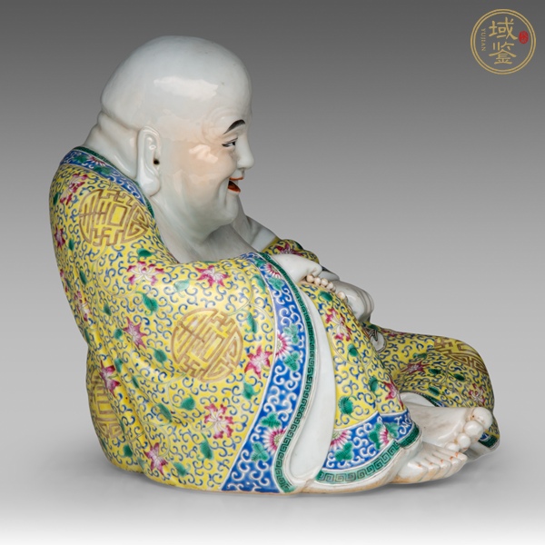 古玩陶瓷粉彩纏枝花卉紋彌勒笑佛真品鑒賞圖