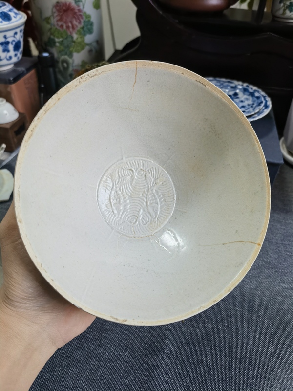 古玩陶瓷南宋青白釉雙魚碗拍賣，當前價格260元