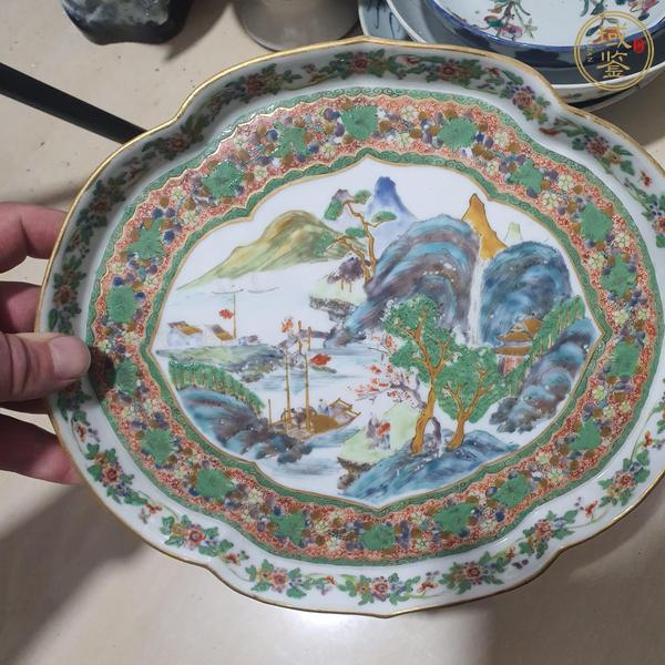 古玩陶瓷咸豐細(xì)路廣彩茶盤真品鑒賞圖
