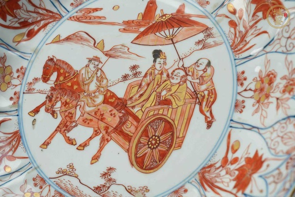 古玩陶瓷青花礬紅人物故事紋盤真品鑒賞圖