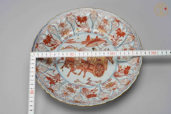 古玩陶瓷青花礬紅人物故事紋盤真品鑒賞圖