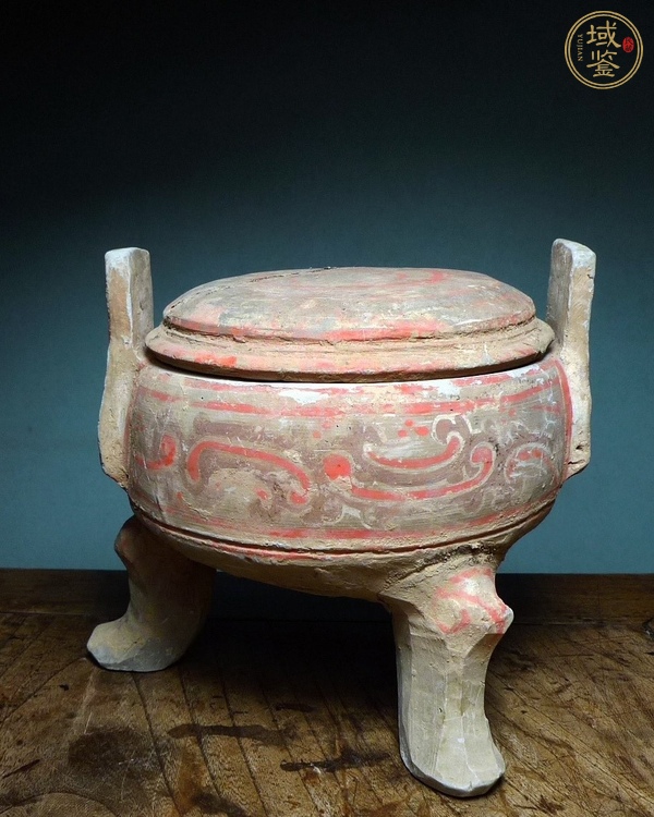 古玩陶瓷漢代彩繪陶鼎真品鑒賞圖