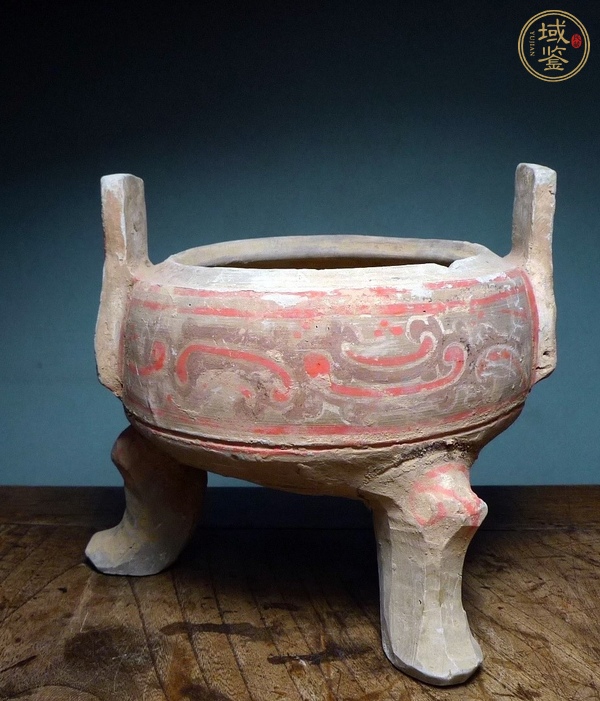 古玩陶瓷漢代彩繪陶鼎真品鑒賞圖