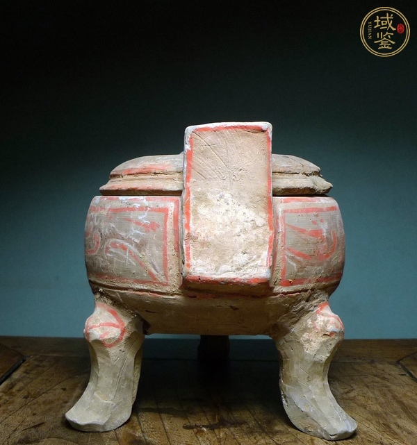 古玩陶瓷漢代彩繪陶鼎真品鑒賞圖