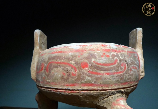 古玩陶瓷漢代彩繪陶鼎真品鑒賞圖