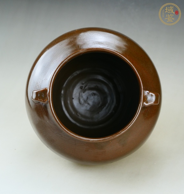 古玩陶瓷耀州窯茶葉末釉雙系罐真品鑒賞圖