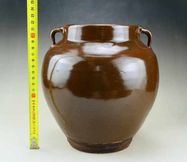 古玩陶瓷精品:明晚期耀州窯茶葉末釉雙系罐（高級器皿）拍賣，當(dāng)前價格1元