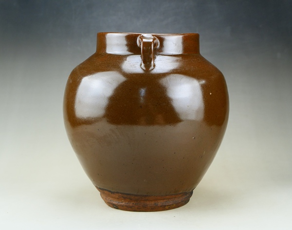 古玩陶瓷精品:明晚期耀州窯茶葉末釉雙系罐（高級器皿）拍賣，當(dāng)前價格1元