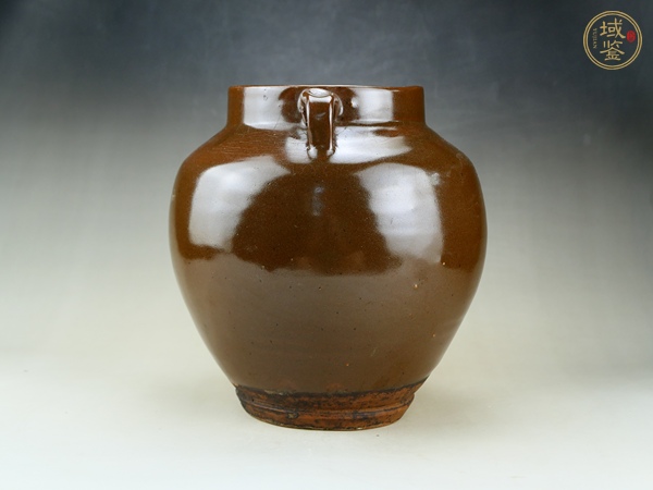 古玩陶瓷耀州窯茶葉末釉雙系罐真品鑒賞圖