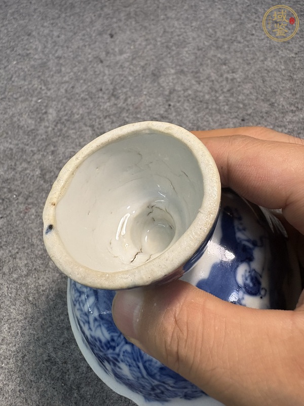 古玩陶瓷晚清青花高足小供碟真品鑒賞圖