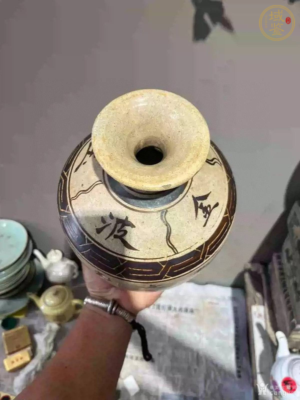 古玩陶瓷磁州窯詩文玉壺春瓶真品鑒賞圖