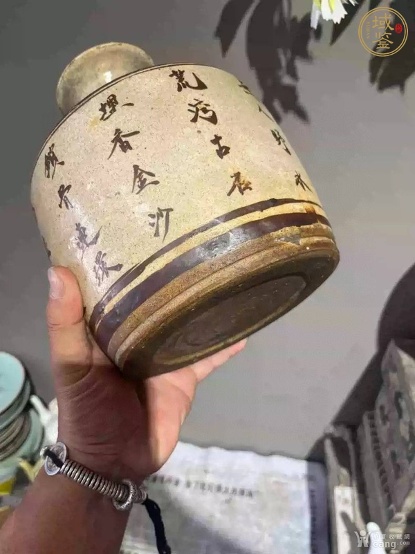 古玩陶瓷磁州窯詩文玉壺春瓶真品鑒賞圖
