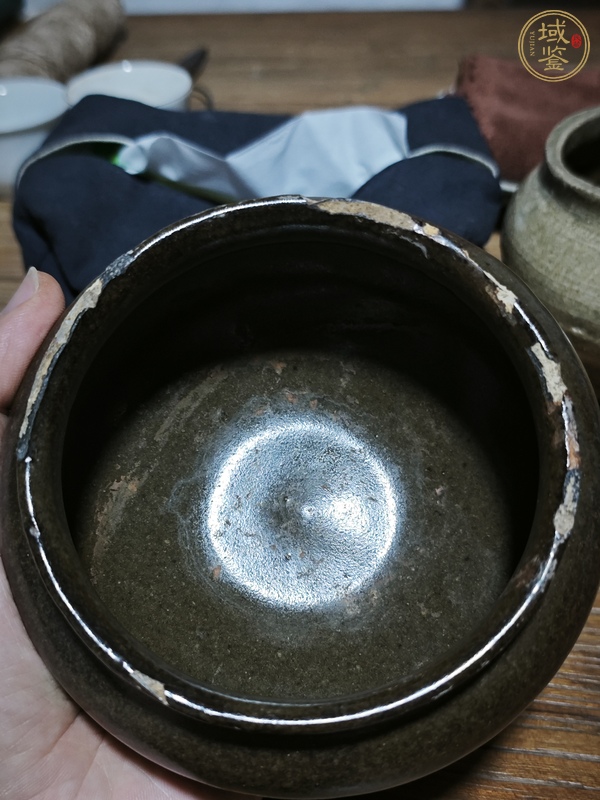 古玩陶瓷茶葉末釉水盂真品鑒賞圖