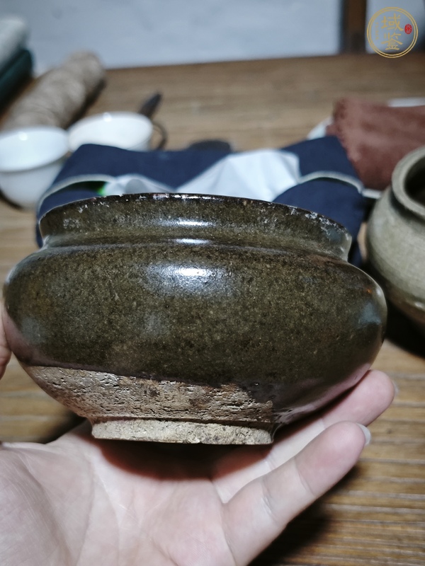 古玩陶瓷茶葉末釉水盂真品鑒賞圖