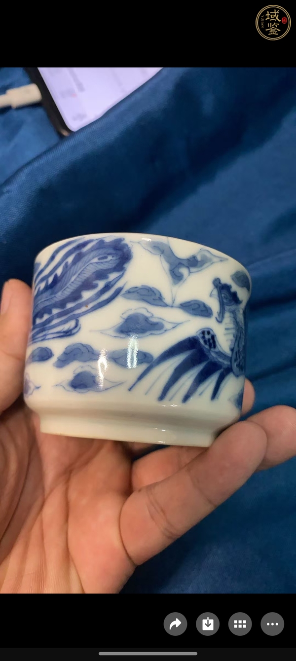 古玩晚清青花鳳紋杯真品鑒賞圖