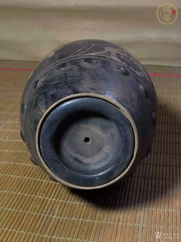 古玩陶瓷黑釉剃花鼓丁蓋罐真品鑒賞圖