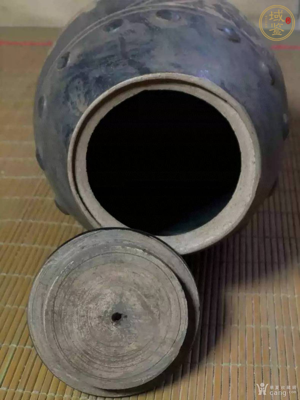 古玩陶瓷黑釉剃花鼓丁蓋罐真品鑒賞圖