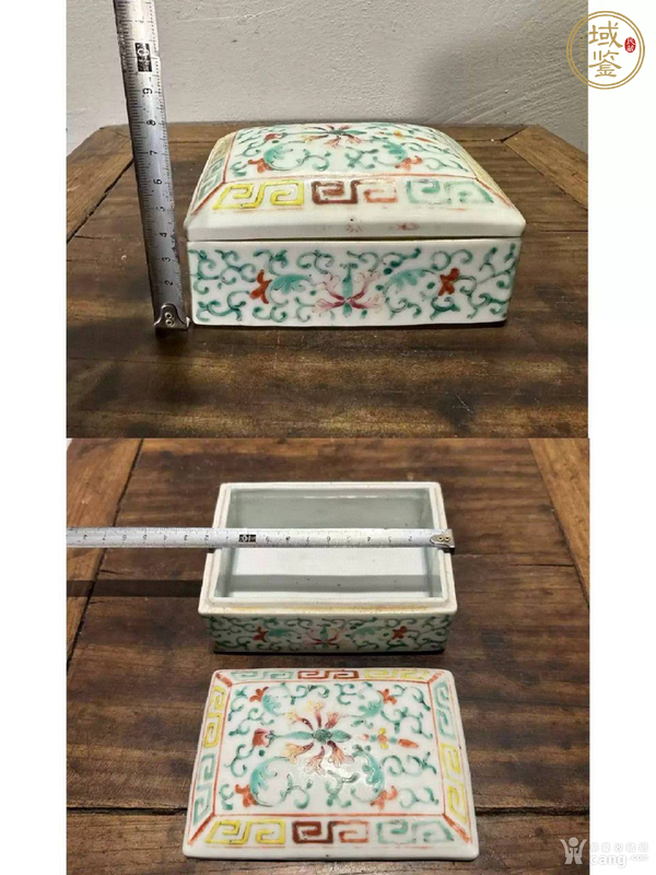 古玩陶瓷粉彩花卉紋印泥盒真品鑒賞圖