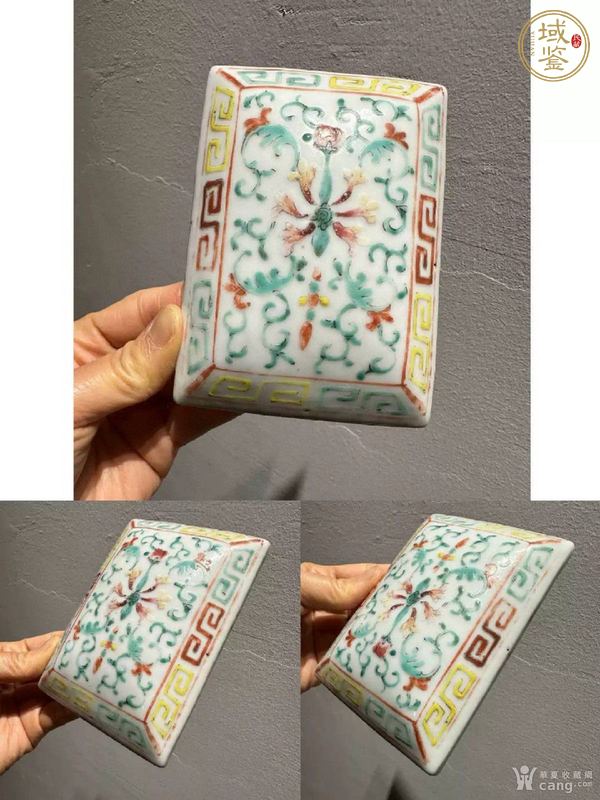 古玩陶瓷粉彩花卉紋印泥盒真品鑒賞圖