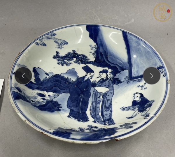 古玩陶瓷青花人物紋盤真品鑒賞圖
