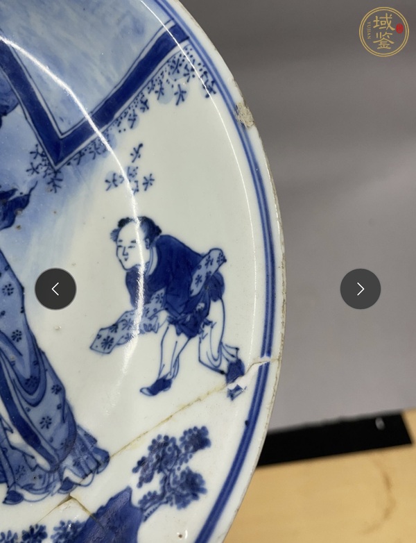 古玩陶瓷青花人物紋盤真品鑒賞圖