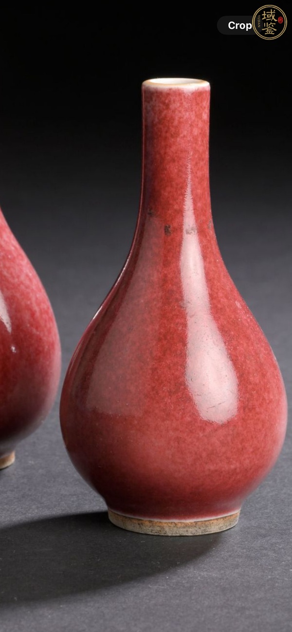 古玩陶瓷紅釉錐把瓶真品鑒賞圖