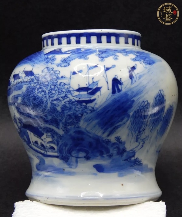 古玩陶瓷光緒青花山水紋將軍罐真品鑒賞圖