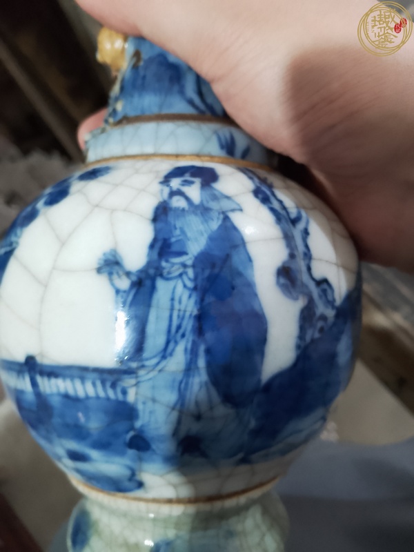 古玩陶瓷三色釉四愛圖瓶真品鑒賞圖