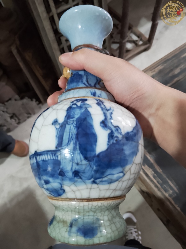 古玩陶瓷三色釉四愛圖瓶真品鑒賞圖