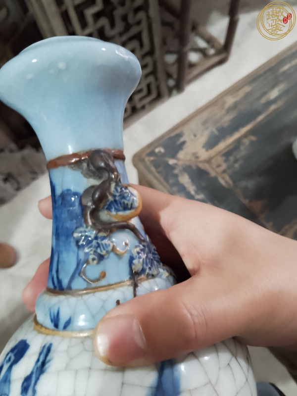 古玩陶瓷三色釉四愛圖瓶真品鑒賞圖