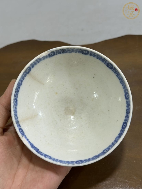 古玩陶瓷山水詩紋青花碗真品鑒賞圖
